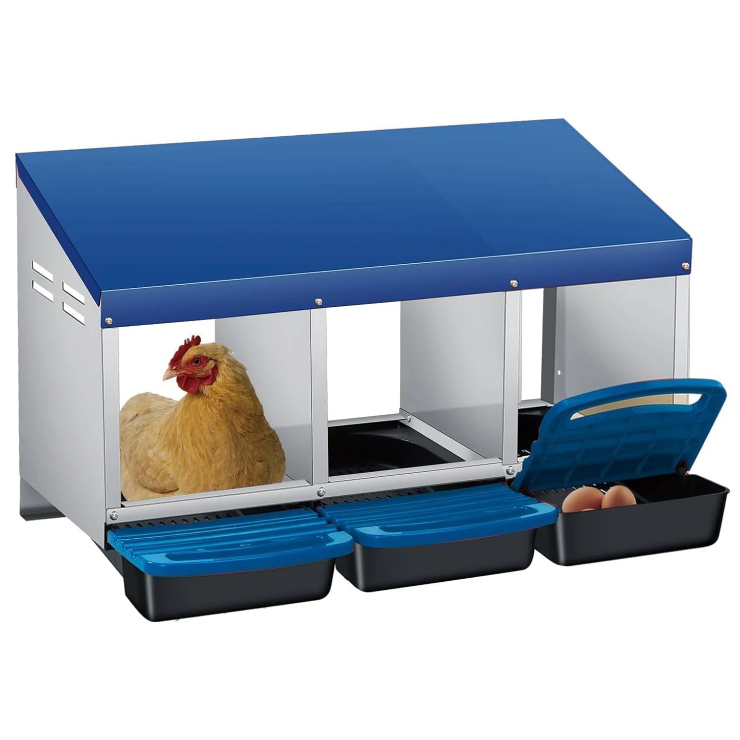 Multi-Compartment Metal Chicken Nesting Box