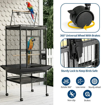 69" Extra Large Bird Cage with Rolling Stand