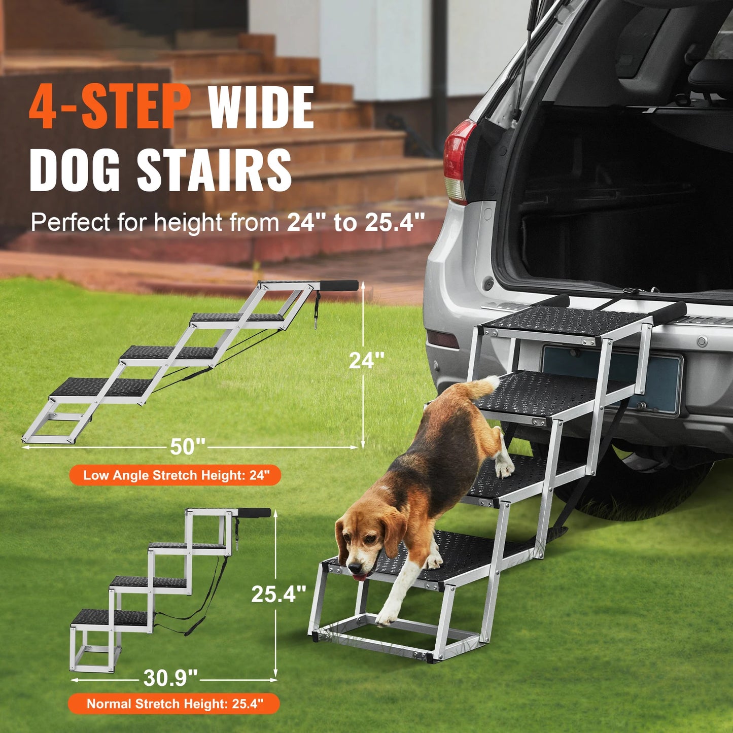 Portable, Wide Dog Car Steps