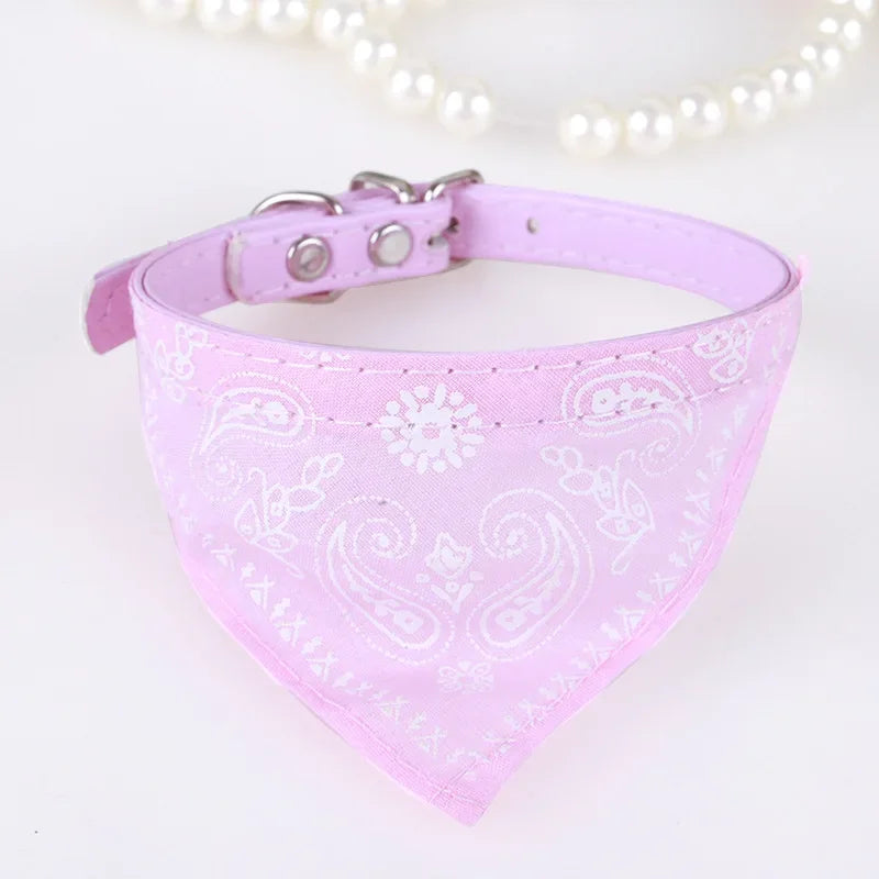 Adjustable Leather Printed Dog Bandana