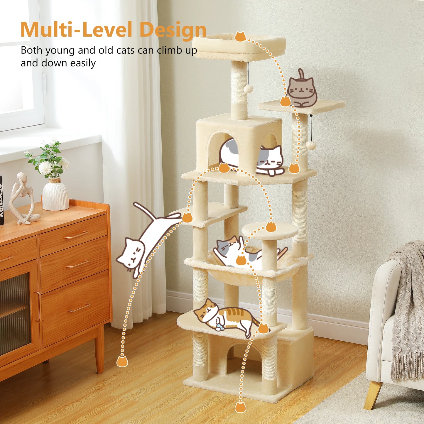 Large Indoor Tree and Tower w/Scratching Post