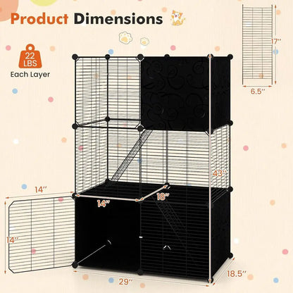 3-Tier Indoor Detachable Metal Cat Enclosure