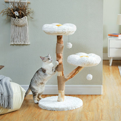 Modern Wood Flower Tree for Indoor Cats