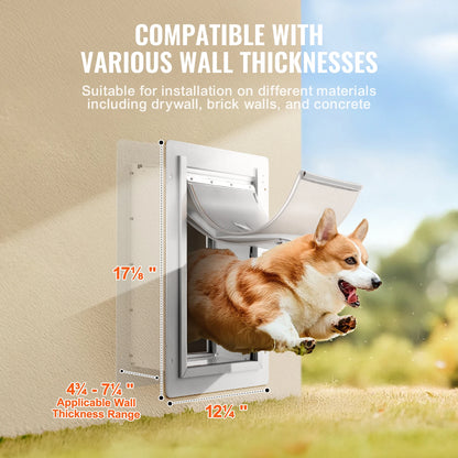 Metal Frame Pet Door w/Lock & 3-Flap System