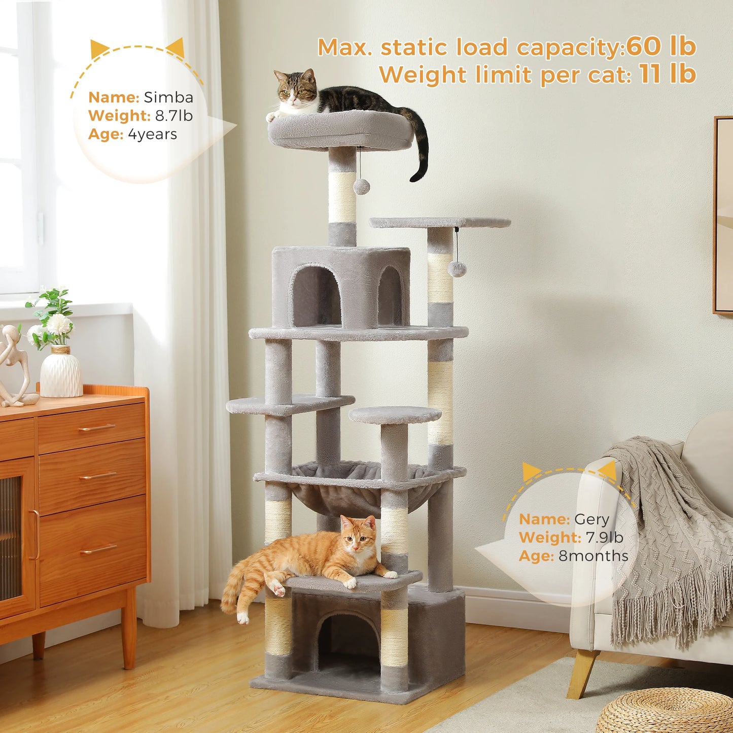 Large Indoor Tree and Tower w/Scratching Post