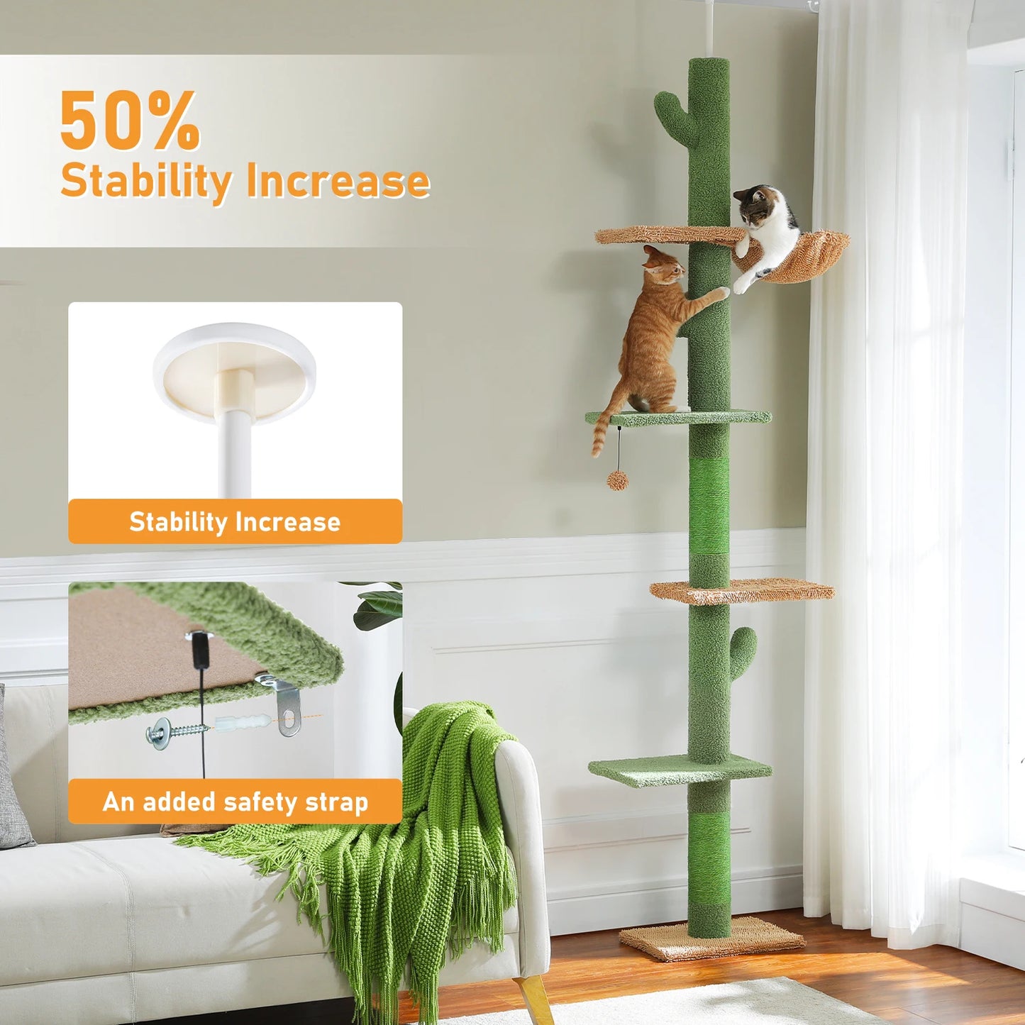 Adjustable Height Indoor Tree w/Scratching Post