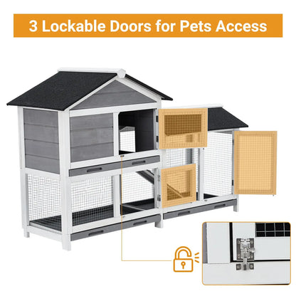 Indoor Bunny Cage, with 3 Leak-Proof Removable Trays