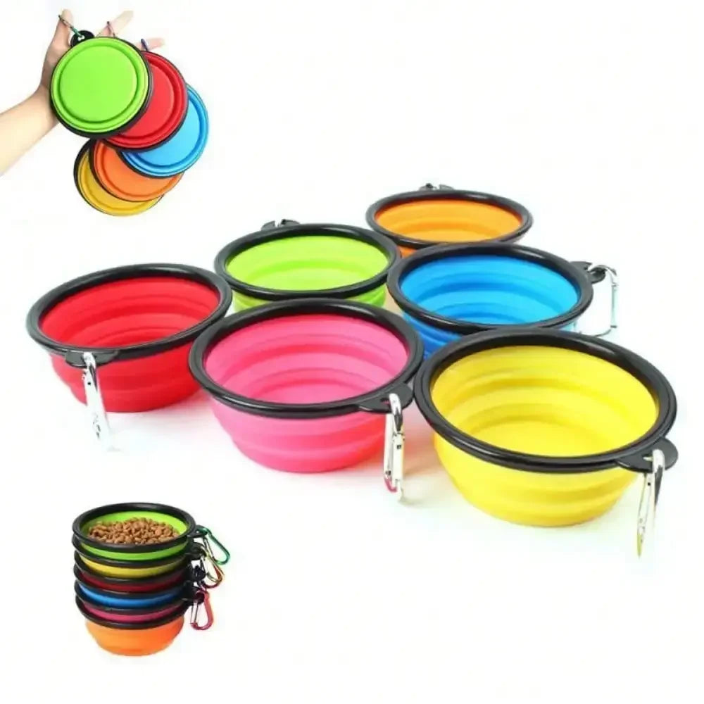 Folding Portable Silicone Dog Feeder Bowl