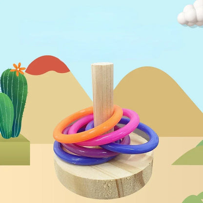 Educational Wooden Interactive Parrot Ring Toy