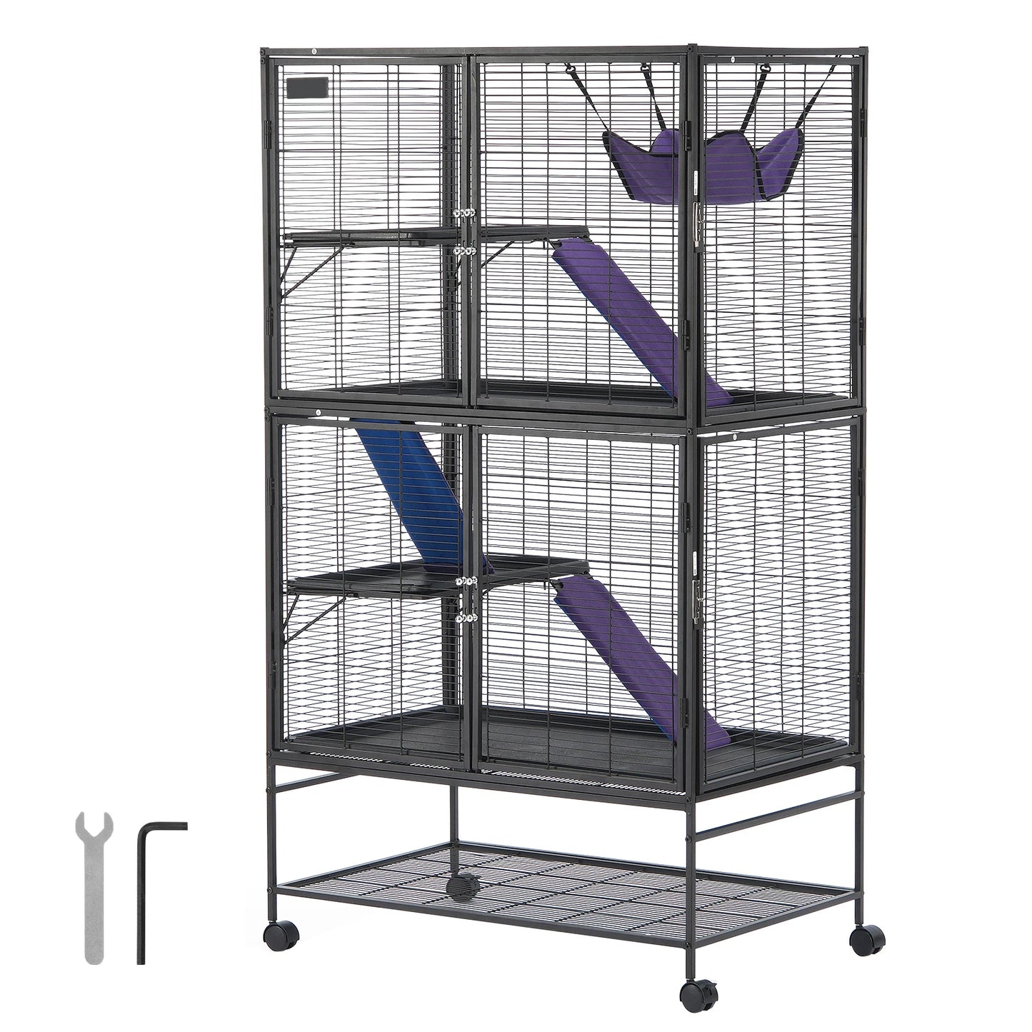 Large 4 Tier Rolling Metal Ferret Cage