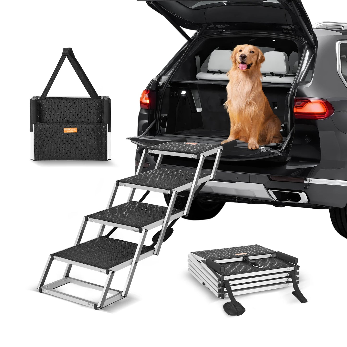 Portable, Wide Dog Car Steps