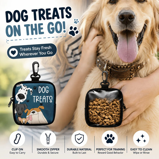 Portable Dog Snack Bag with Transparent Window and Zipper