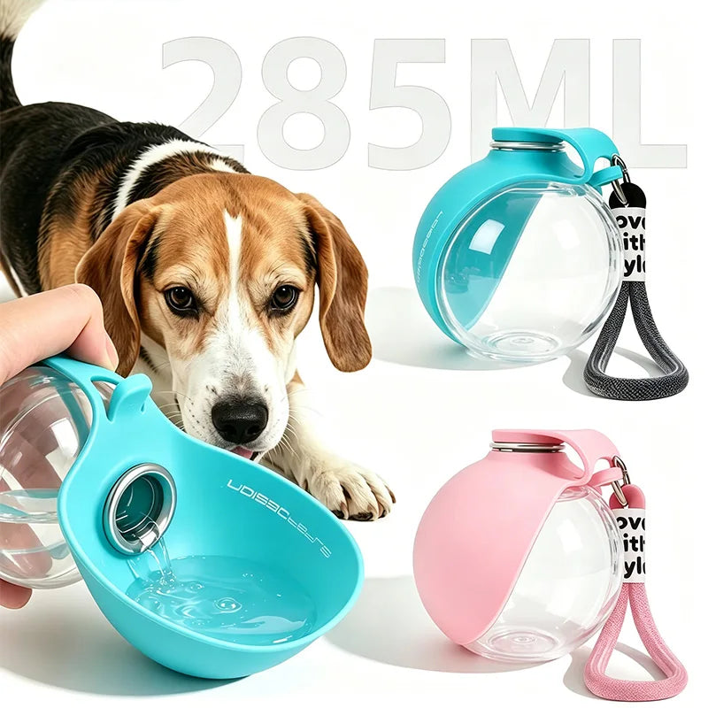 2-in-1 Portable Dog Water Bottle w/Lanyard