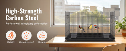 30in Metal Bird Cage 
 

69-Inch Extra Large Rolling Bird Cage for Parrots and Cockatiels Flight Cage with Storage Shelf,Feed Bowls & Wood Perch