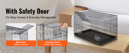 30in Metal Bird Cage 
 

69-Inch Extra Large Rolling Bird Cage for Parrots and Cockatiels Flight Cage with Storage Shelf,Feed Bowls & Wood Perch