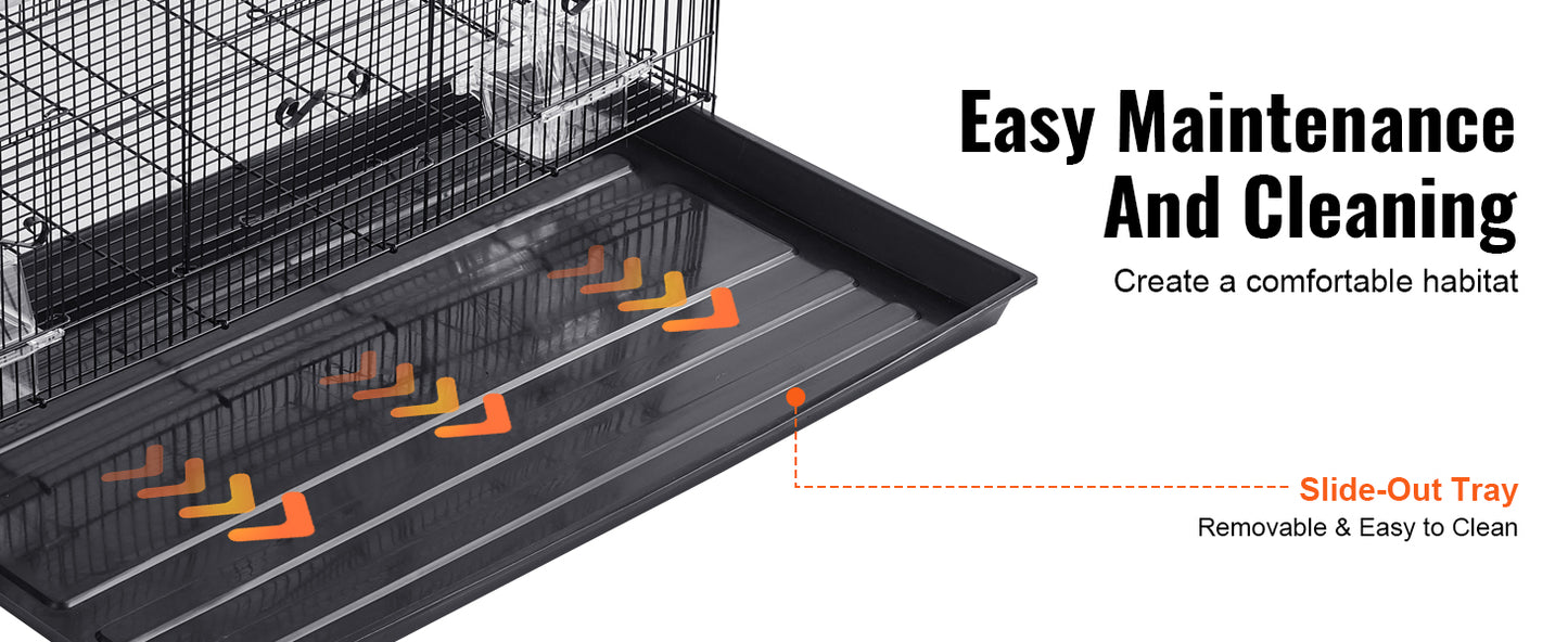 30in Metal Bird Cage 
 

69-Inch Extra Large Rolling Bird Cage for Parrots and Cockatiels Flight Cage with Storage Shelf,Feed Bowls & Wood Perch