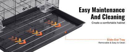 30in Metal Bird Cage 
 

69-Inch Extra Large Rolling Bird Cage for Parrots and Cockatiels Flight Cage with Storage Shelf,Feed Bowls & Wood Perch