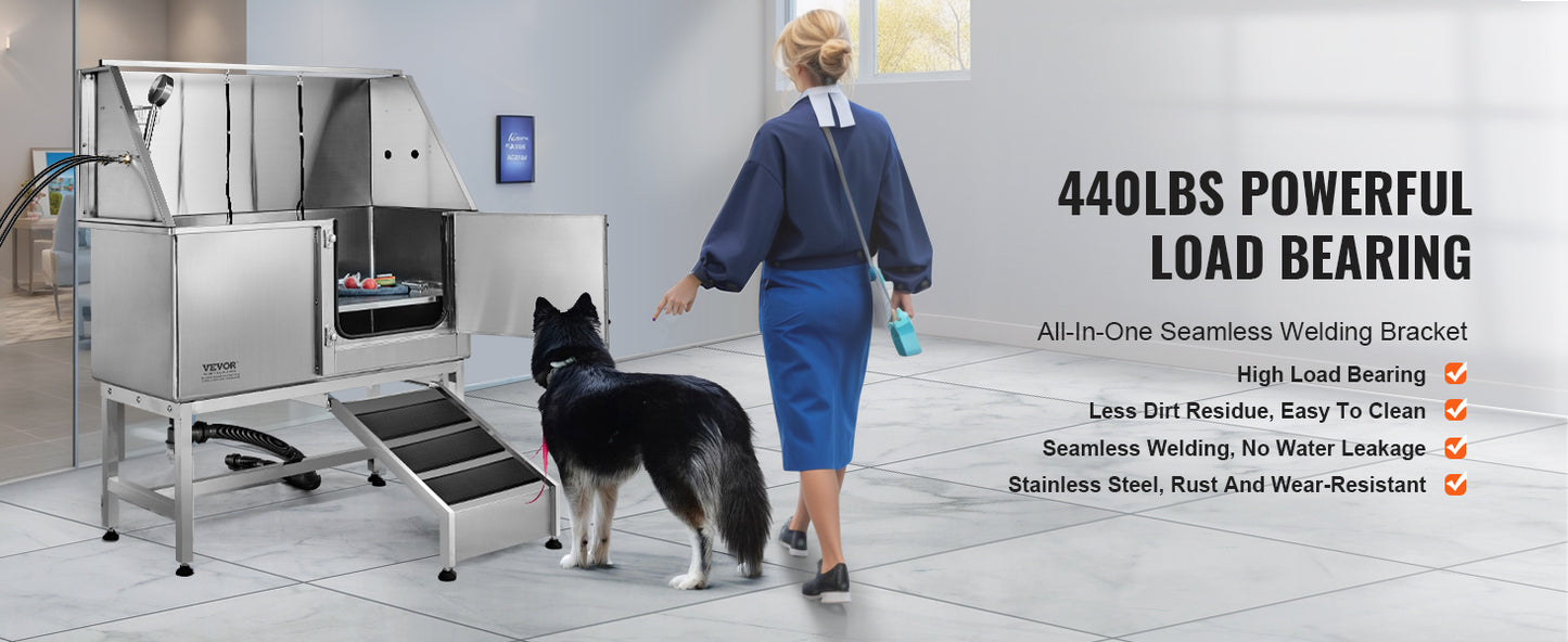 62" Dog Grooming Tub Stainless Steel