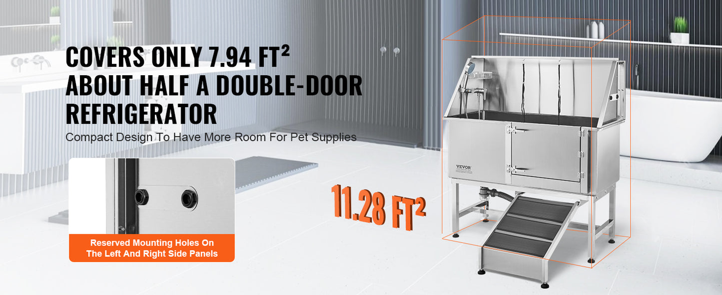 62" Dog Grooming Tub Stainless Steel