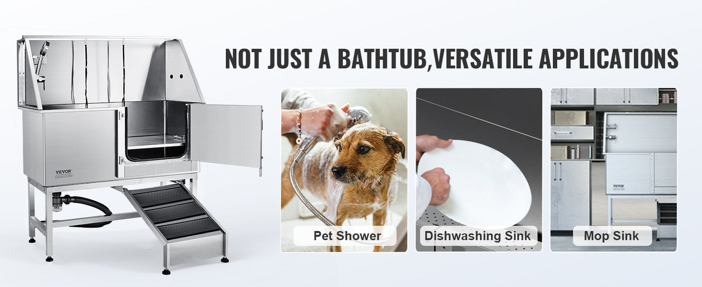 62" Dog Grooming Tub Stainless Steel