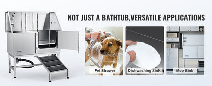 62" Dog Grooming Tub Stainless Steel